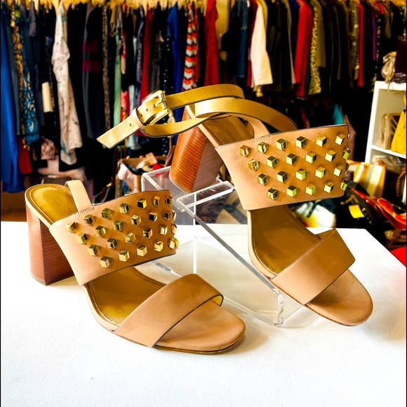 MK comfy leather heeled sandals
